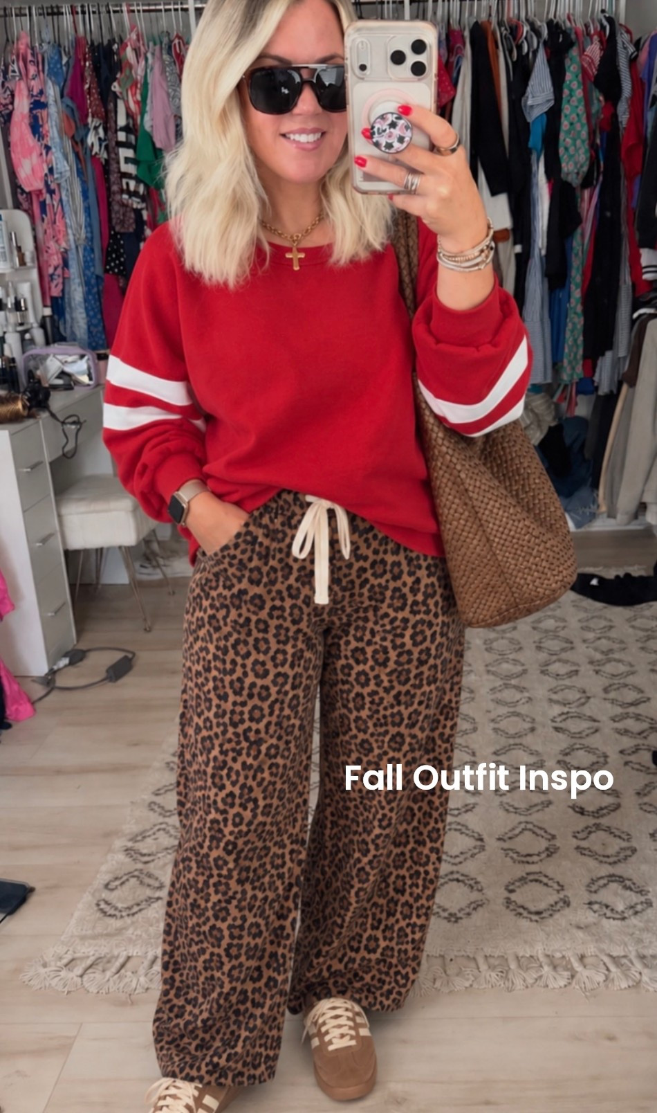 Fall outfit inspo 🍂🤎

A little leopard, a pop of red, and the cutest cozy sneakers. This is the kind of outfit I’ll be reaching for all season long—comfy enough for school drop-off and coffee runs, but still cute enough to feel put together. 🐆❤️

The leopard pants are such a fun statement piece, and I love how the red sweatshirt makes the whole look pop. You can finish it off with  Back 70 sneakers for the perfect casual fall vibe.


#LTKStyle #LTKFinds #FallOutfit #FallOutfitInspo #FallFashion #CasualStyle #MomStyle #LeopardPrint #Back70 #CozyStyle #EverydayOutfit #LTKSeasonal

#LTKSeasonal #LTKOver40 #LTKmomlife