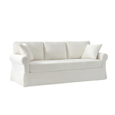 Enrico 82" Traditional Slipcovered Sofa With Rolled Armrests And Zippered Cushions | Wayfair North America
