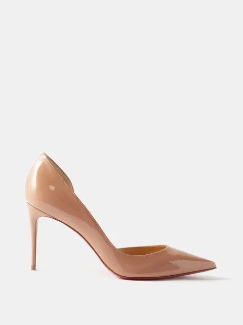 Christian Louboutin - Iriza 85 Patent-leather D'orsay Pumps - Womens - Nude | Matches (UK)