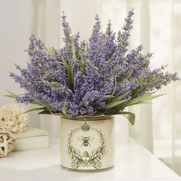 Lavender Centerpiece in Decoupage Pot | Wayfair North America