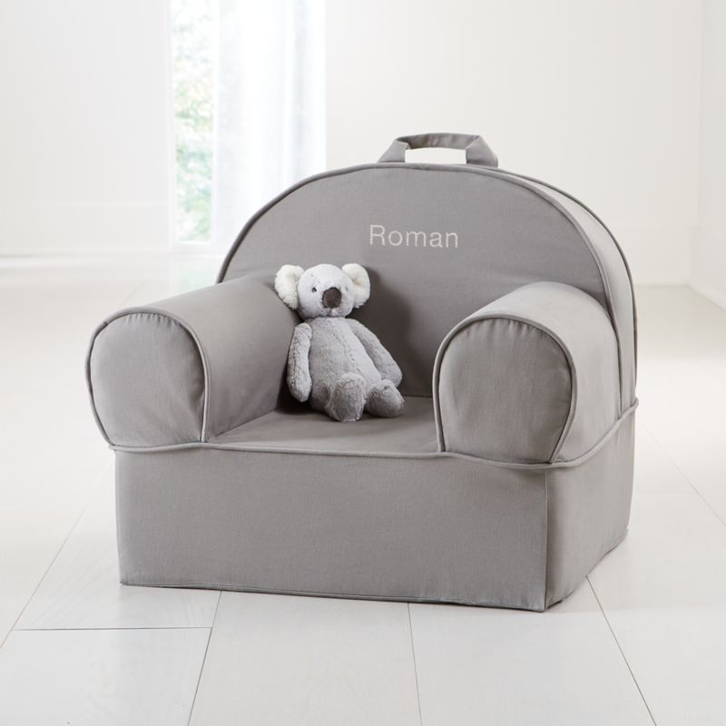 Large Grey Personalized Kids Lounge Nod Chair + Reviews | Crate & Kids | Crate & Barrel
