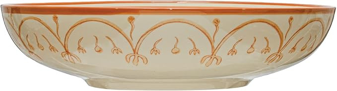 Creative Co-Op Hand Painted Stoneware, Multicolor Serving Bowl, Brown | Amazon (US)