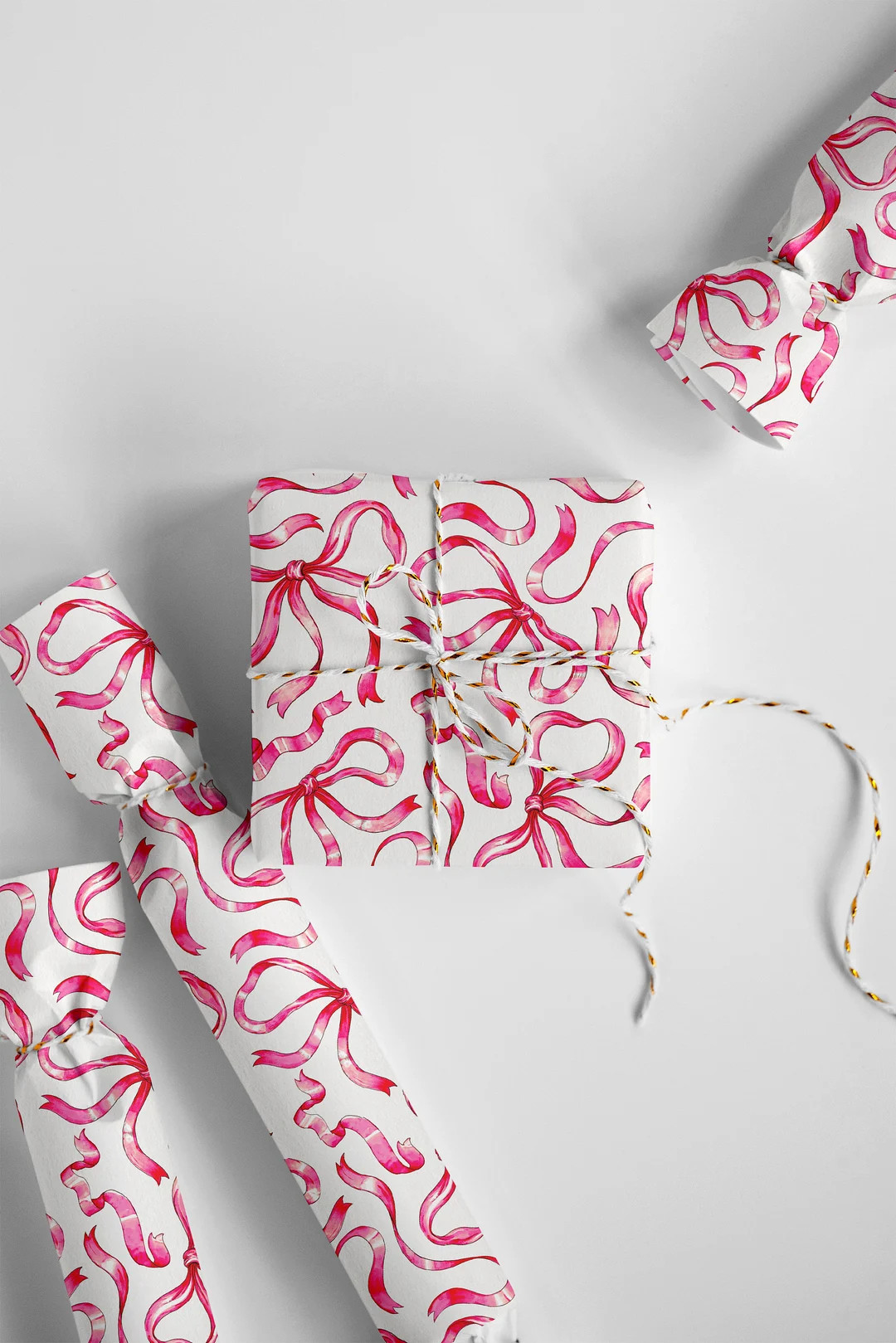 Gift Wrap Paper Ribbon Bows Pink Blue Colors Wrap Preppy Chinoiserie Wrap Event Party Holidays Wr... | Etsy (US)