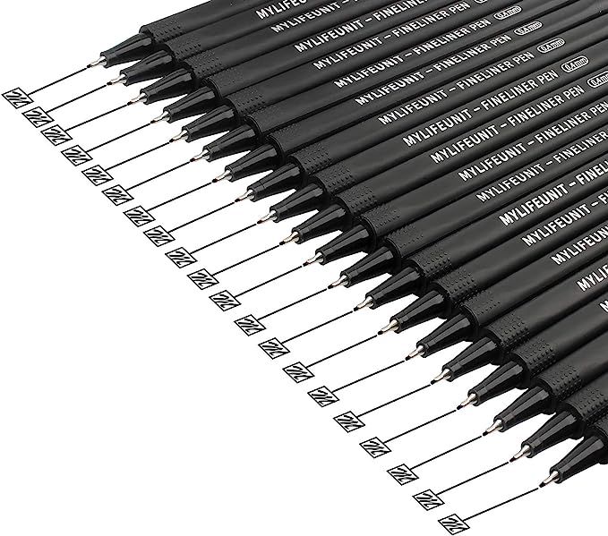 MyLifeUNIT Fineliner Pen Set, 0.4mm Black Fine Liner Sketch Drawing Pen, Pack of 20 (Black-20) | Amazon (US)