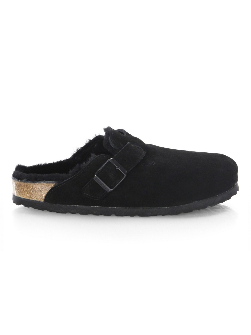 Women's Boston Shearling-Lined Suede Clogs - Black - Size 7 | Saks Fifth Avenue
