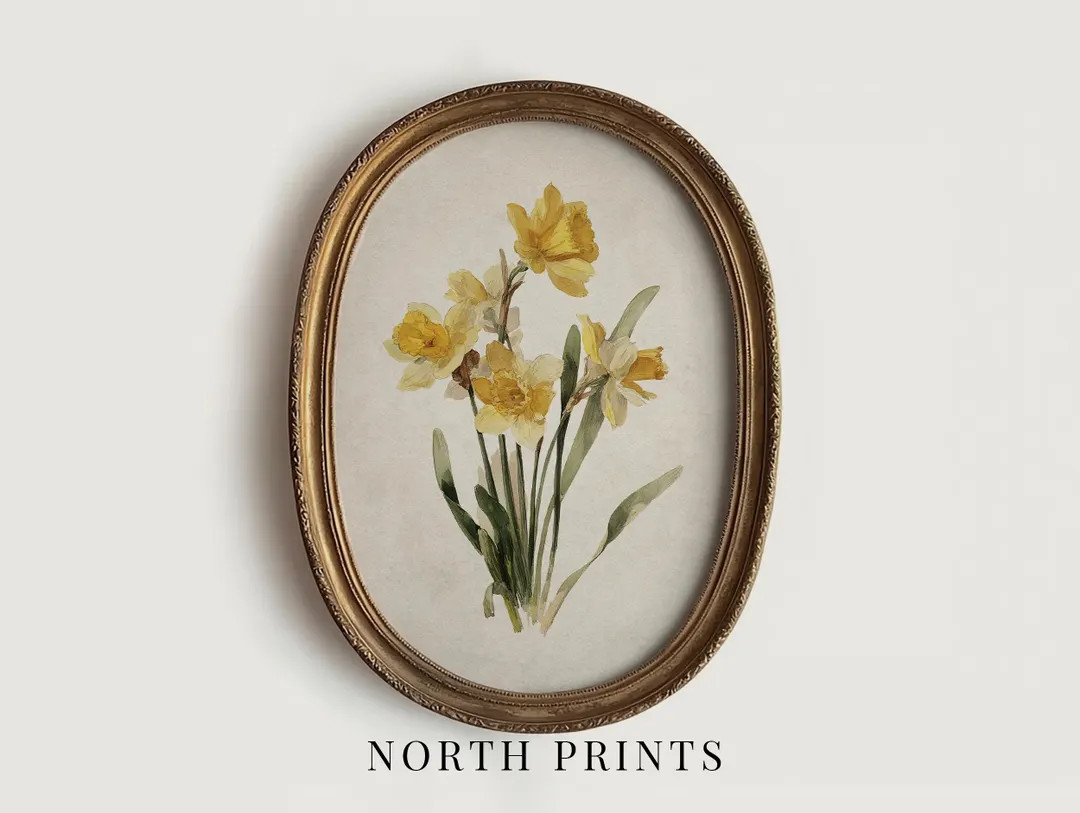 March Birth Flower Art, Daffodil Floral Nursery Wall Decor, Spring Botanical PRINTABLE Digital Do... | Etsy (US)
