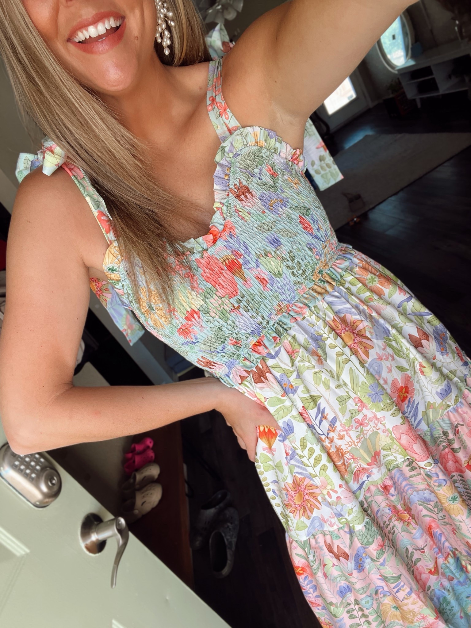 The prettiest, colorful floral maxi dress! @Chicwish 🌸☀️🌿 

#springdress #churchoutfit #maxidress 

#LTKgrwm #LTKootd #LTKSeasonal