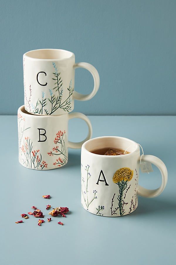 Dagny Monogram Mug By Anthropologie in Size E | Anthropologie (US)