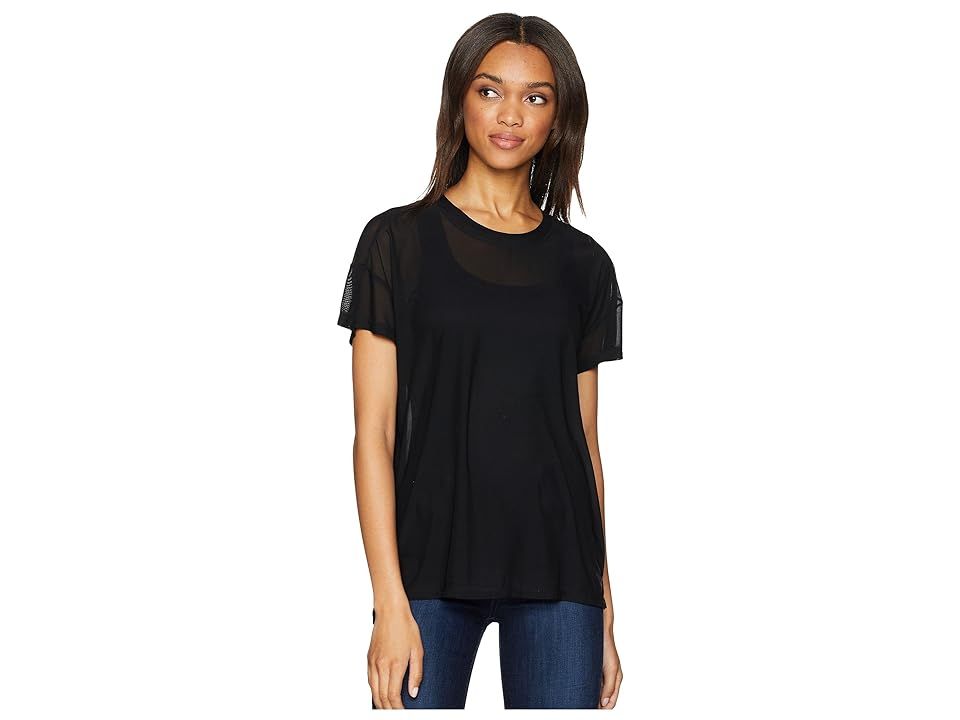 UNIONBAY Fine Mesh Short Sleeve Top (Black) Women's T Shirt | 6pm