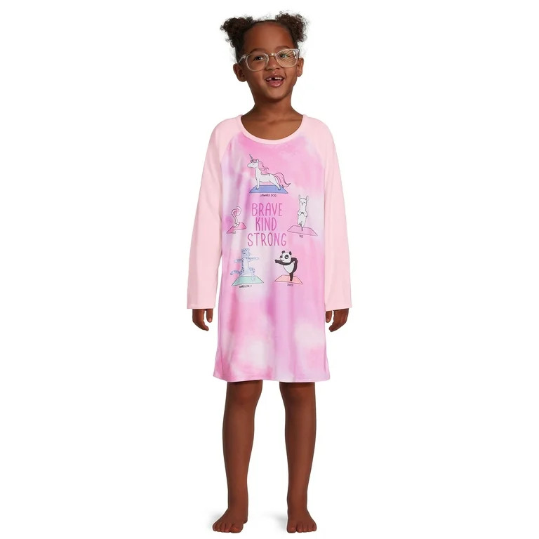 Wonder Nation Girls Long Sleeve Fleece Sleep Gown, Sizes 4-18 & Plus - Walmart.com | Walmart (US)