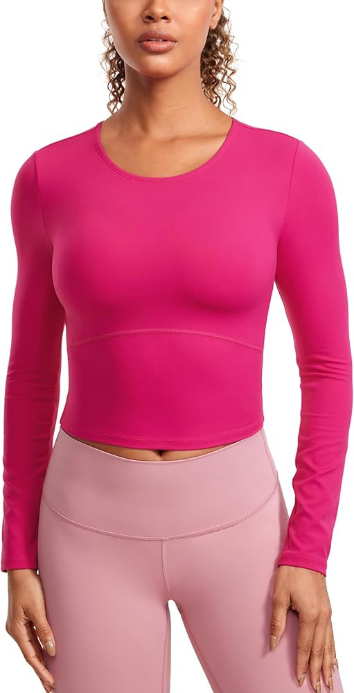 CRZ YOGA Butterluxe Womens Long Sleeve Crop Yoga Shirts Slim Fit Cropped Workout Tops Athletic Ca... | Amazon (US)