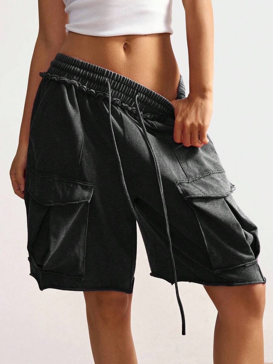 Bohemela Women's Casual Drawstring Waist Cargo Pocket Loose Shorts | SHEIN