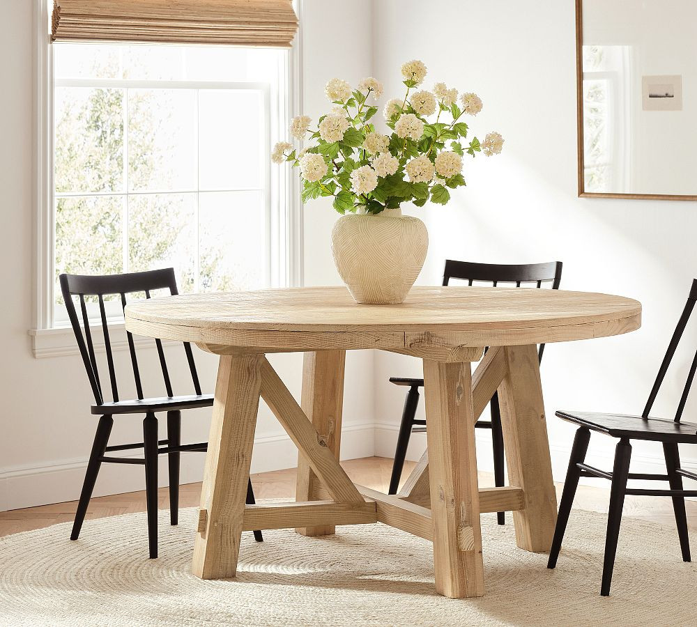 Farmhouse Trestle Round Dining Table (60") | Pottery Barn (US)