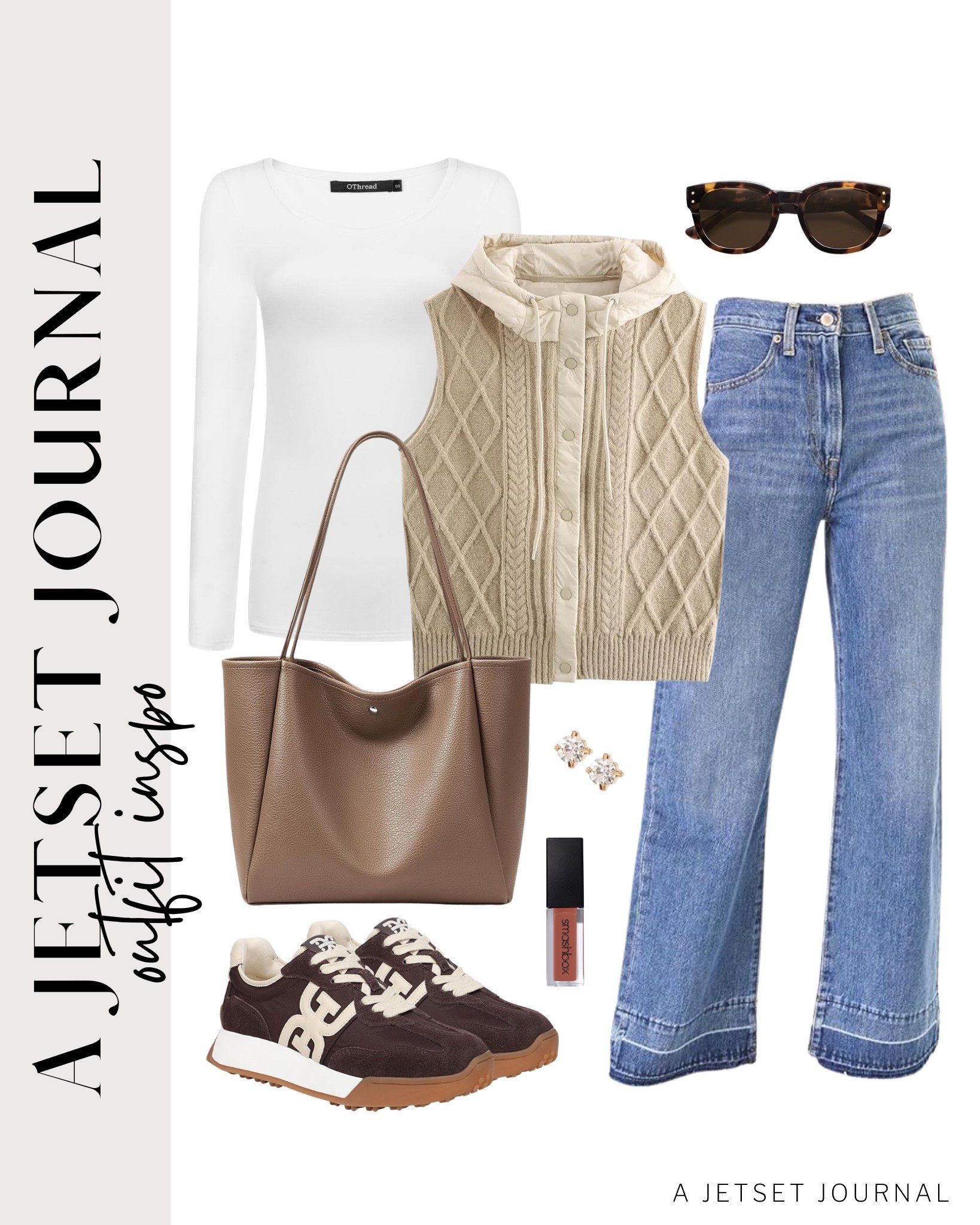Layer up with a knit vest this season for a cozy and easy look!
wide leg jeans, long sleeve t shirt, studded earrings set, trendy look, viral products, casual outfit idea, how to style, ways to style, amazon fashion, affordable style, shoe inspo, fall outfit, fall style

#LTKStyleTip #LTKU #LTKSeasonal