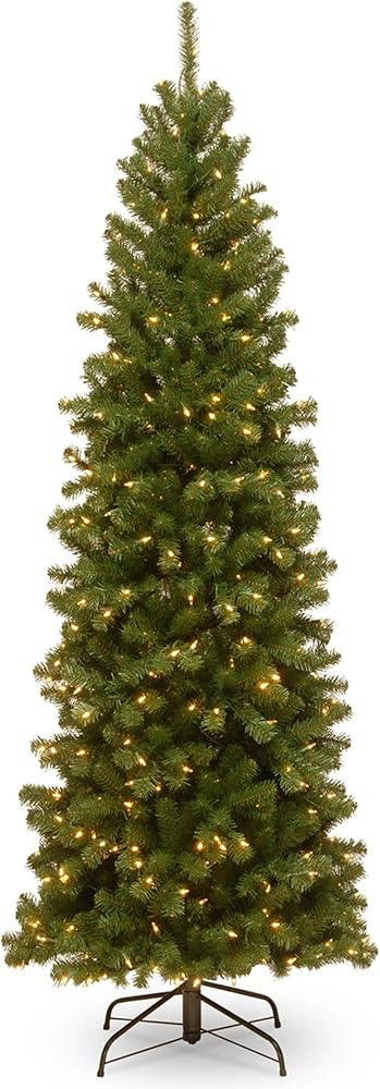 National Tree Company Pre-Lit Artificial Slim Christmas Tree, Green, North Valley Spruce, White L... | Amazon (US)
