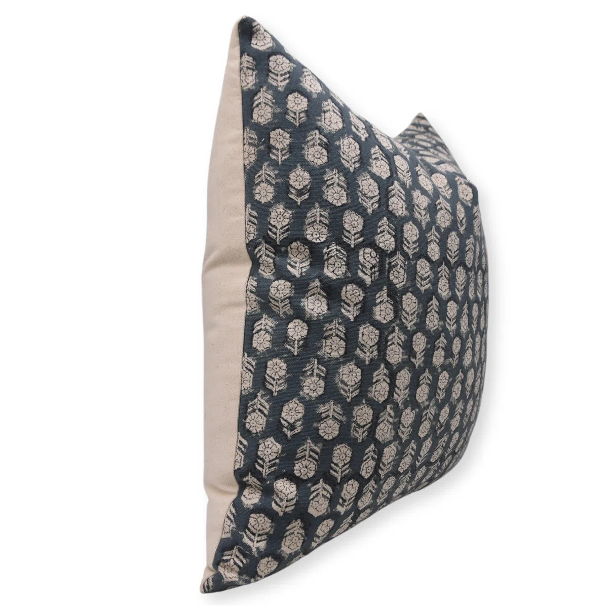 Fabdivine Fabritual Block Print Duck Canvas  Throw Pillow Covers  (Tulsi Buti, Dark Blue) & Revie... | Wayfair North America
