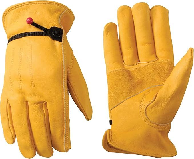 Wells Lamont Men's Cowhide Leather Work Gloves | Adjustable Wrist, Puncture and Cut Resistant | L... | Amazon (US)