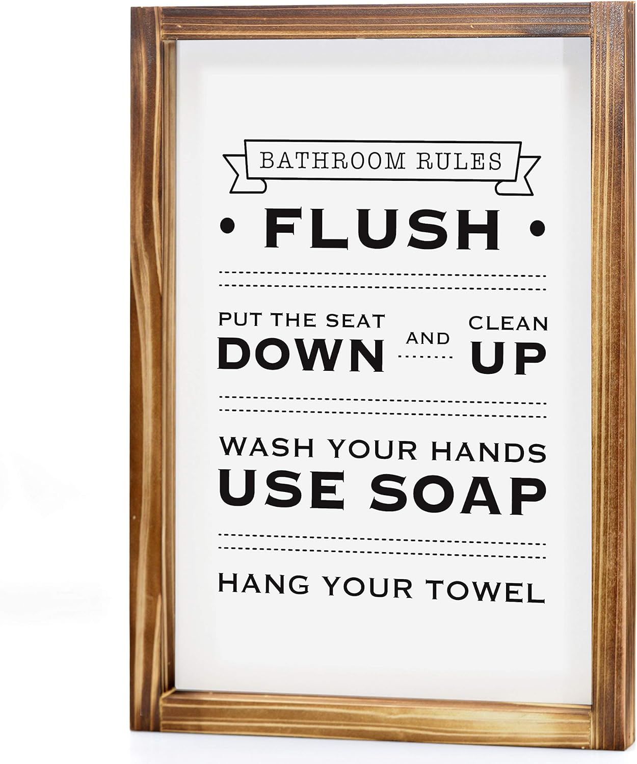 Wood Bathroom Rules Sign Decor Funny 11x16 Inch, Cute Bathroom Sign Decor, Bathroom Rules Wall Ar... | Amazon (US)