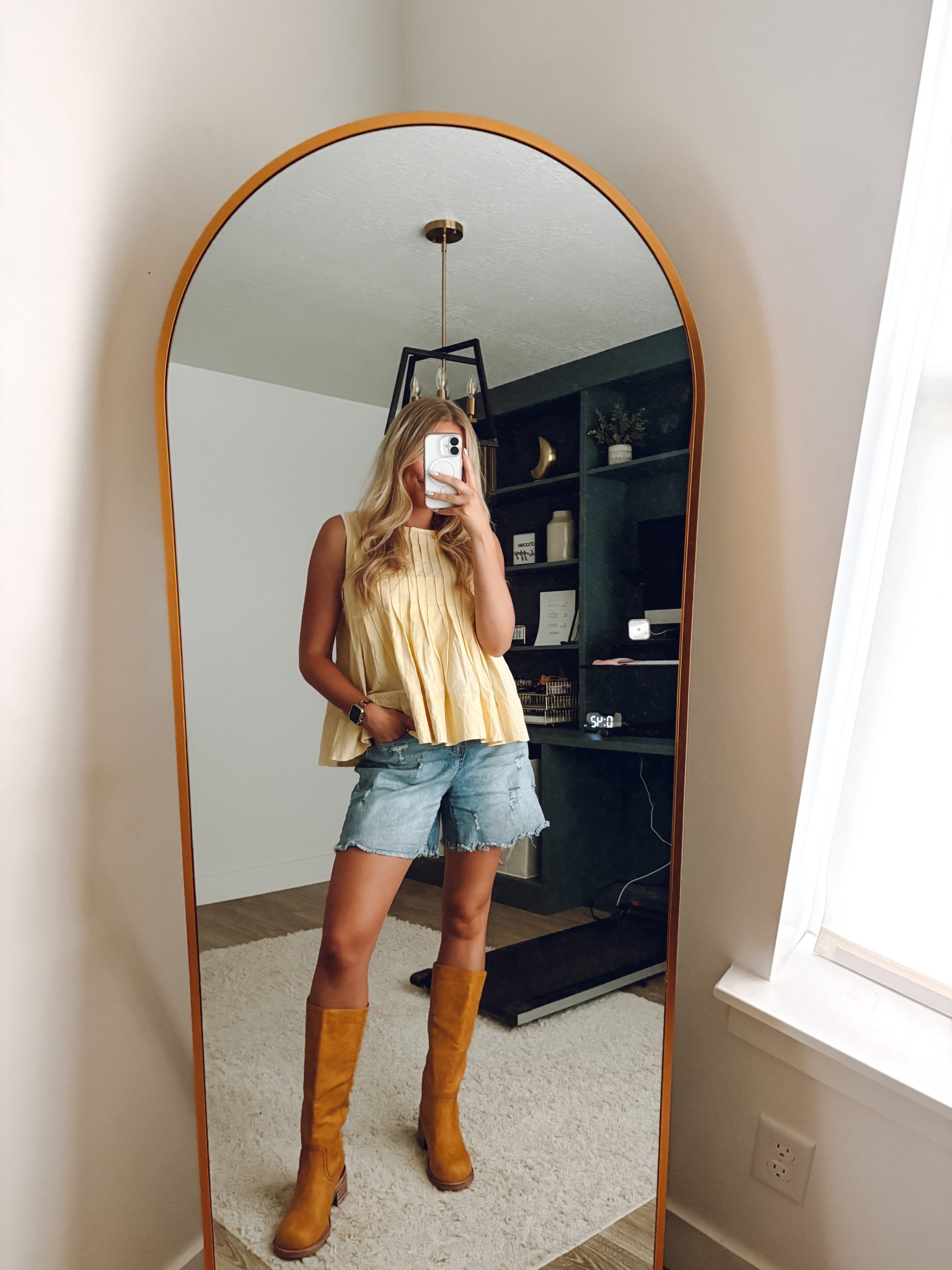 teddy swims concert outfit! 
yellow top: wearing usual M
Jean shorts: size duo one to L for oversized fit but true to size 
boots look just like Frye campus boots but cost way less: sized up half

| concert outfit | summer outfit | fall outfit | fall boots | women’s boots | bump friendly outfit | pregnant 

#LTKShoeCrush #LTKFindsUnder100 #LTKSeasonal