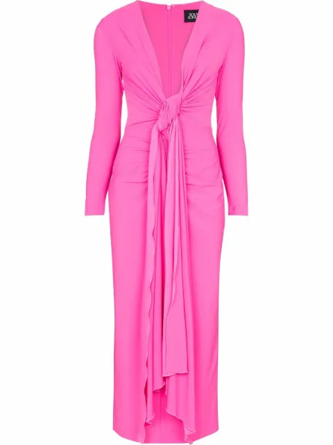 Lorena twisted-front midi dress | Farfetch (US)