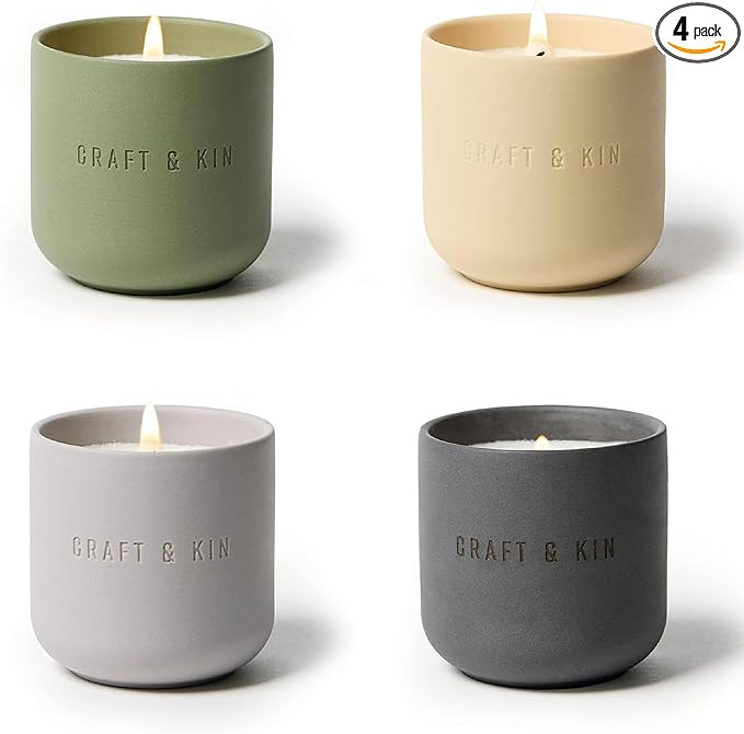 Craft & Kin Christmas Scented Candles Discovery Set | 4 Pack of 3oz Winter Candles | 20-Hour Burn... | Amazon (US)
