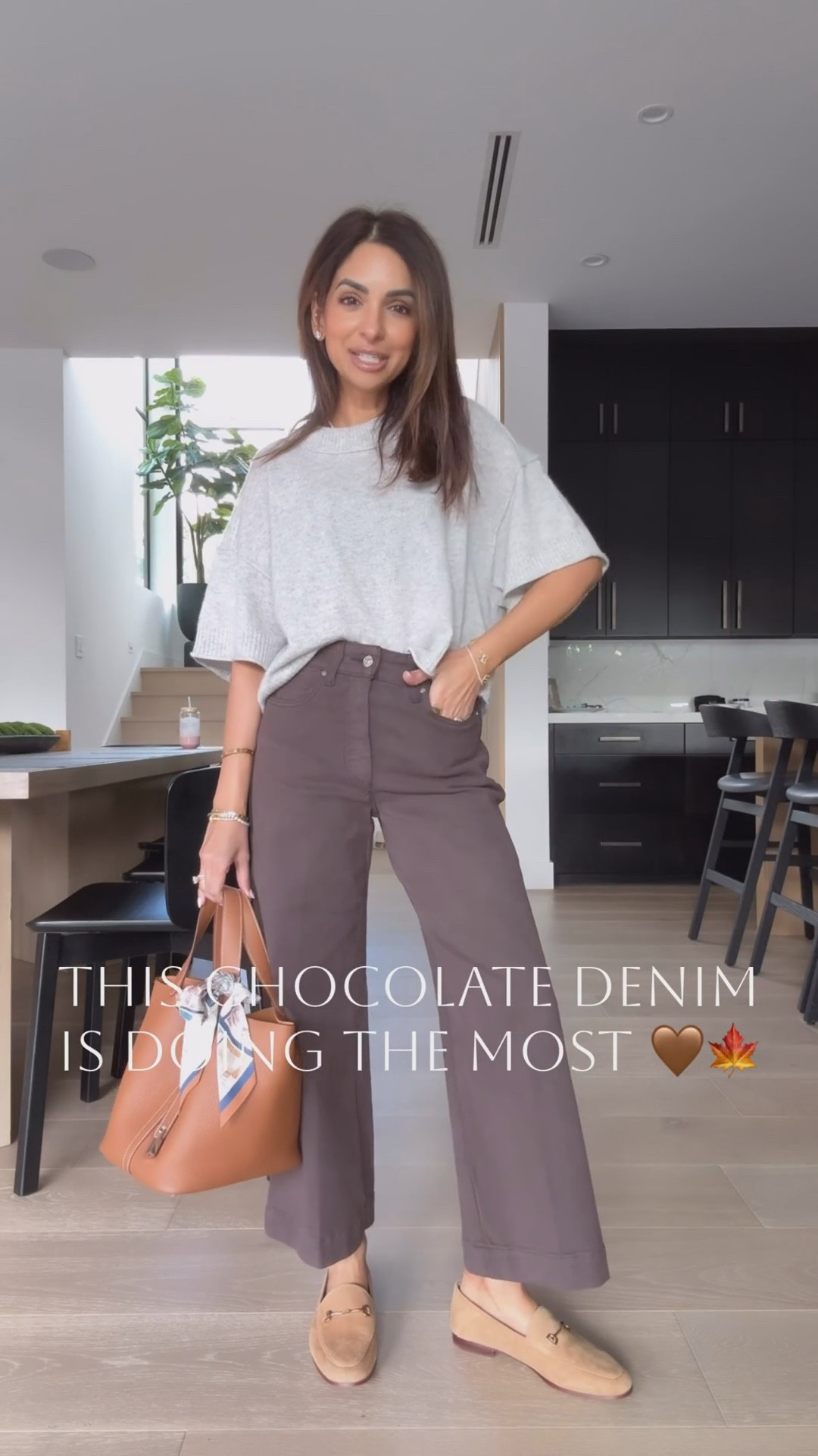 I have to share chocolate brown denim again! So trendy this season. I have 24 petite length, I linked my pair along with a couple of other chocolate brown bottoms I love!! Wearing an xs petite in sweater, runs TTS 🤎

#LTKStyleTip #LTKSeasonal