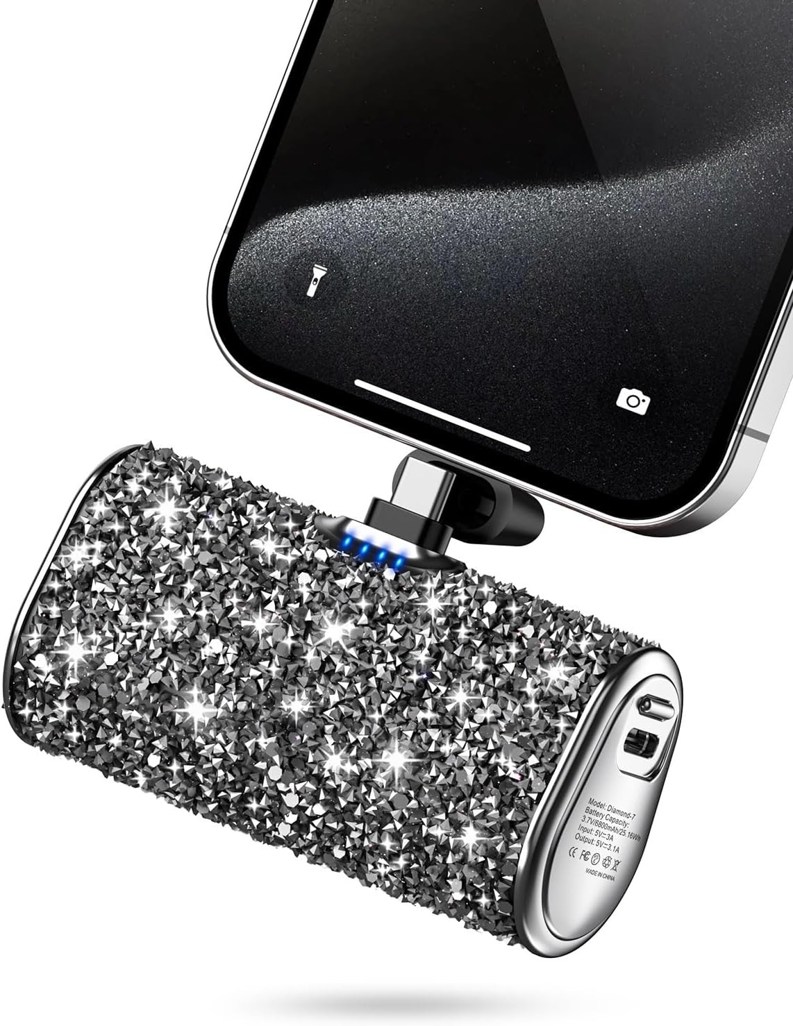 Bling Small Portable Charger, Power Bank, 6800mAh Ultra Compact Cute Shining Power Bank 5V3.1A Fa... | Amazon (US)