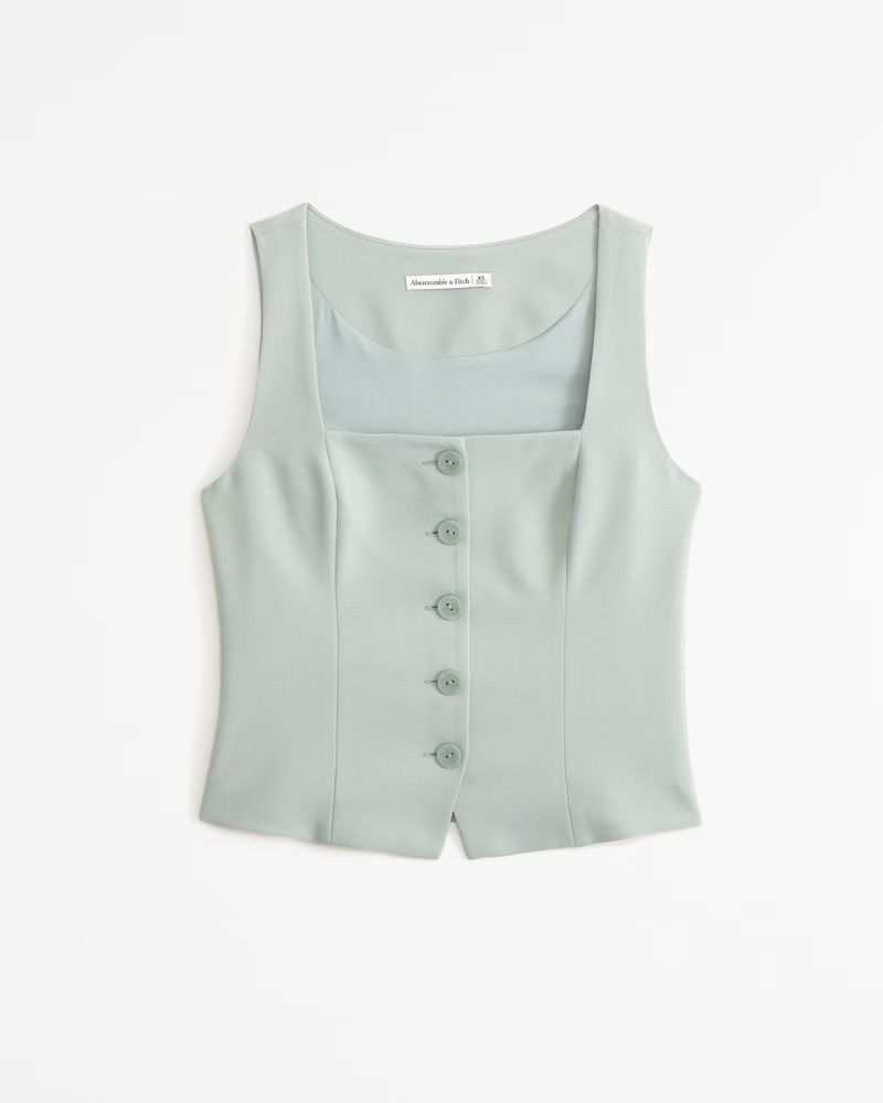 The A&F Mia Tailored Vest Squareneck Set Top | Abercrombie & Fitch (US)