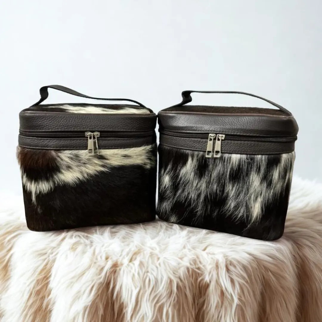 Handmade Cowhide Leather Makeup Bag – Travel Cosmetic Case | Etsy (Global)