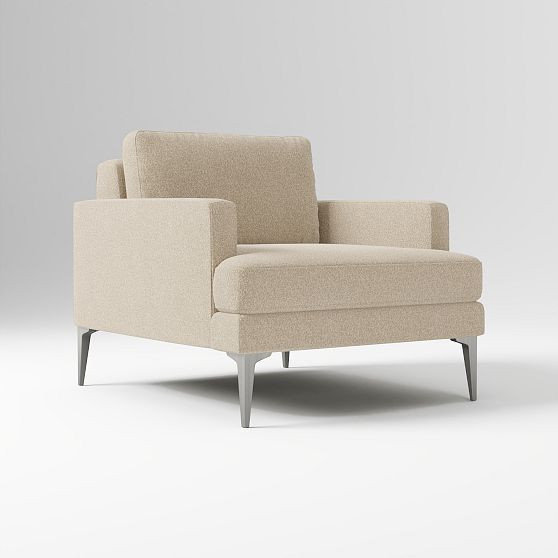 Andes Chair, Chunky Boucle Sand, Brushed Nickel | West Elm (US)