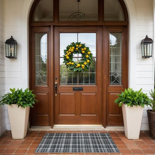 GENIMO Indoor Outdoor Area Rug 2.3'x3.6', Waterproof Non Shedding Front Door Mat, Easy Cleaning, Geometric Carpet for Patio, Porch, Entryway, Living Room, Balcony, Entrance, Bedroom, Black | Amazon (US)