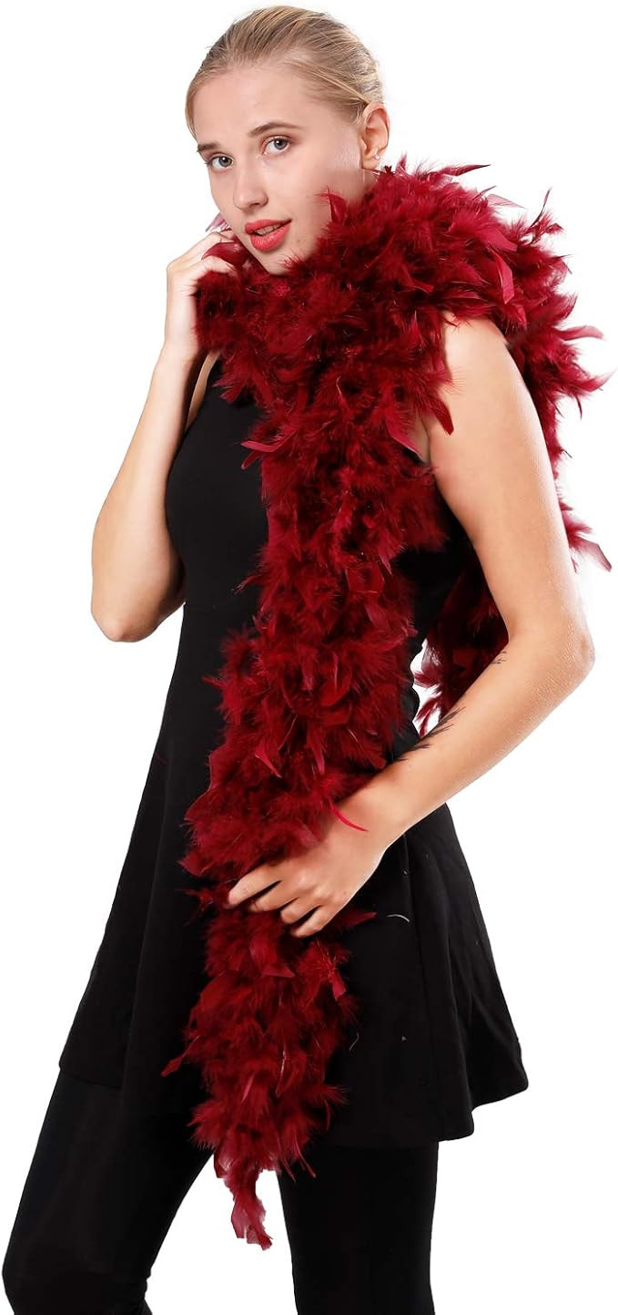 Ws&Wt 80g Turkey Chandelle Feather Boa for Women Costume Accessory Dress up Party Favors | Amazon (US)