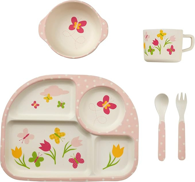 Funkins Bamboo Dish Set - Eco-Friendly Bamboo Dishes for Kids & Toddlers - Includes Divided Plate... | Amazon (US)