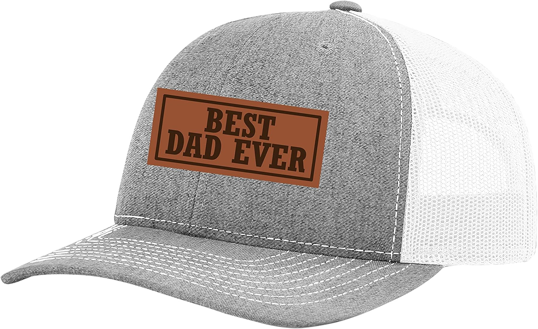 Men's Best Dad Ever Father's Day Laser Engraved Leather Patch Trucker Hat | Amazon (US)