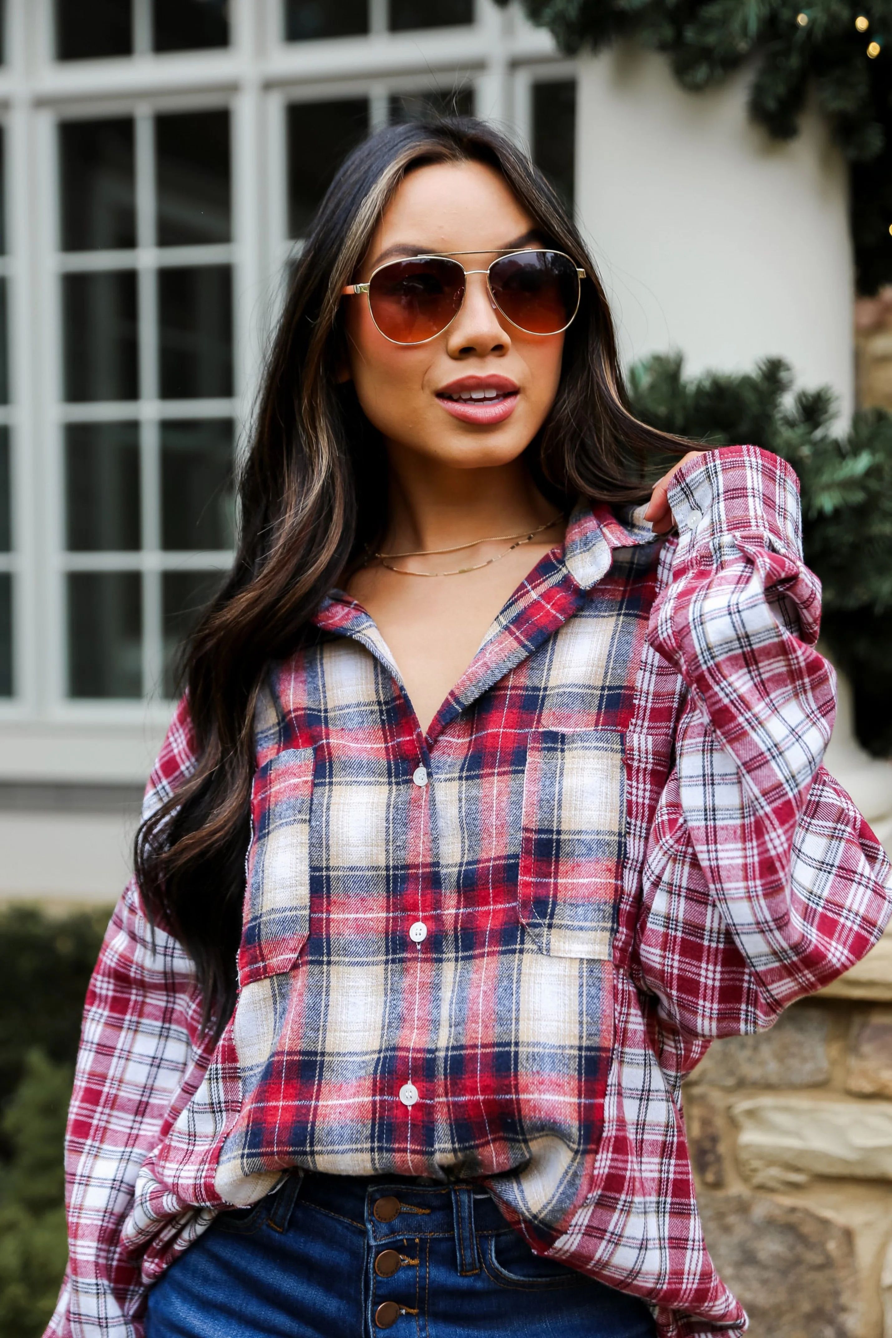 Spread The Cheer Burgundy Plaid Flannel | Dress Up