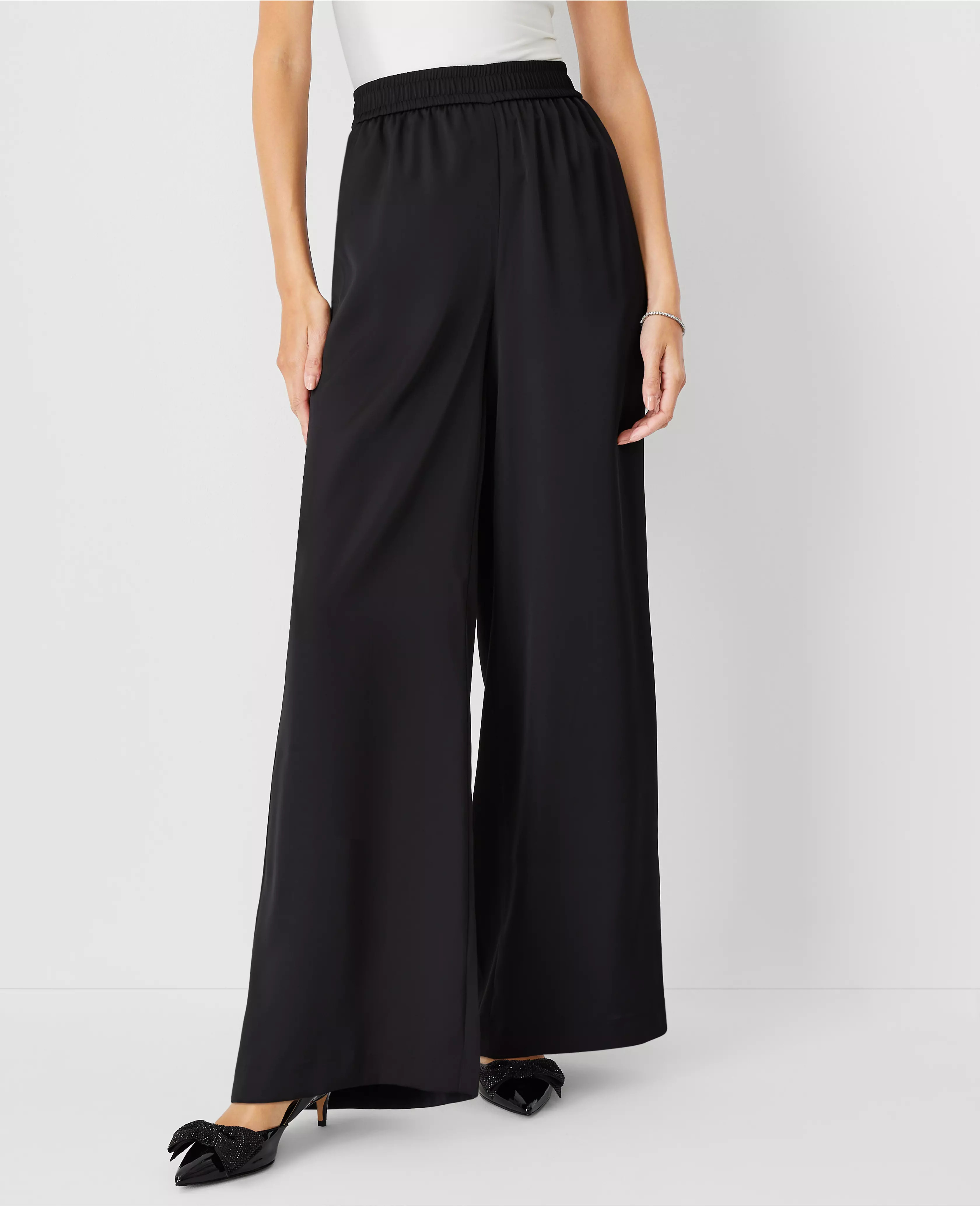 The Easy Wide Leg Pant in Satin | Ann Taylor (US)