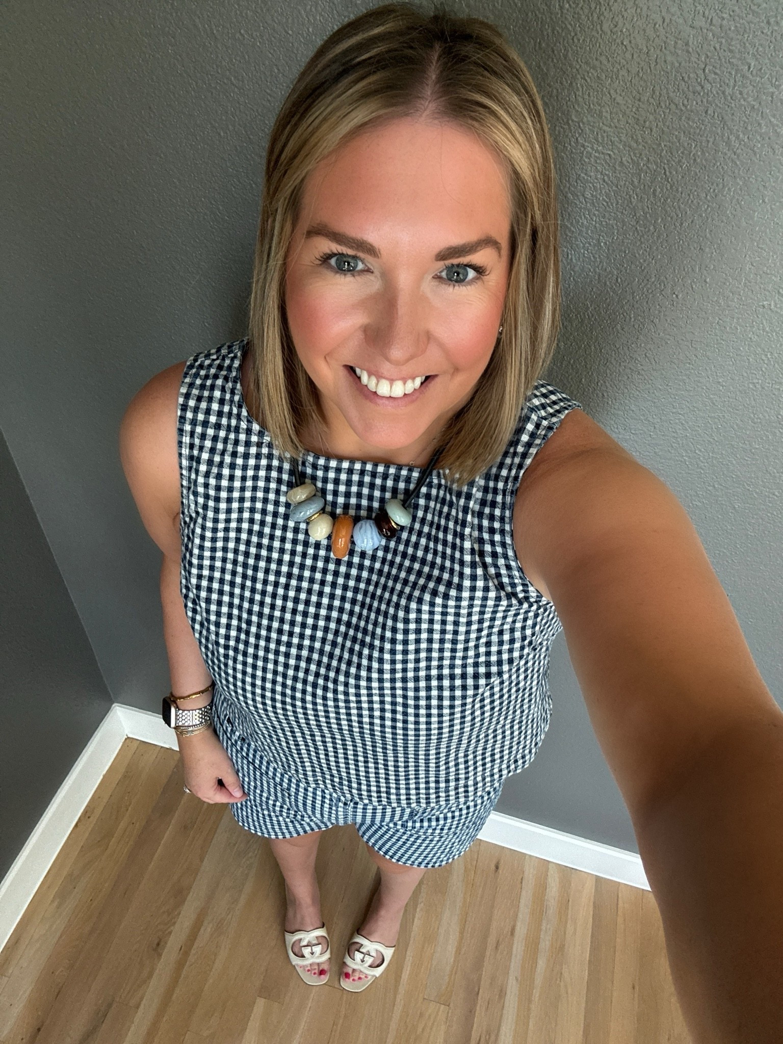 Met some friends for a lunch today at a place that just opened in Southlake. I love this gingham set and it’s a little structured which is nice. I added a fun necklace and off white sandals to stay casual yet pulled together.

#LTKootd #LTKdayinmylife #LTKMidsize