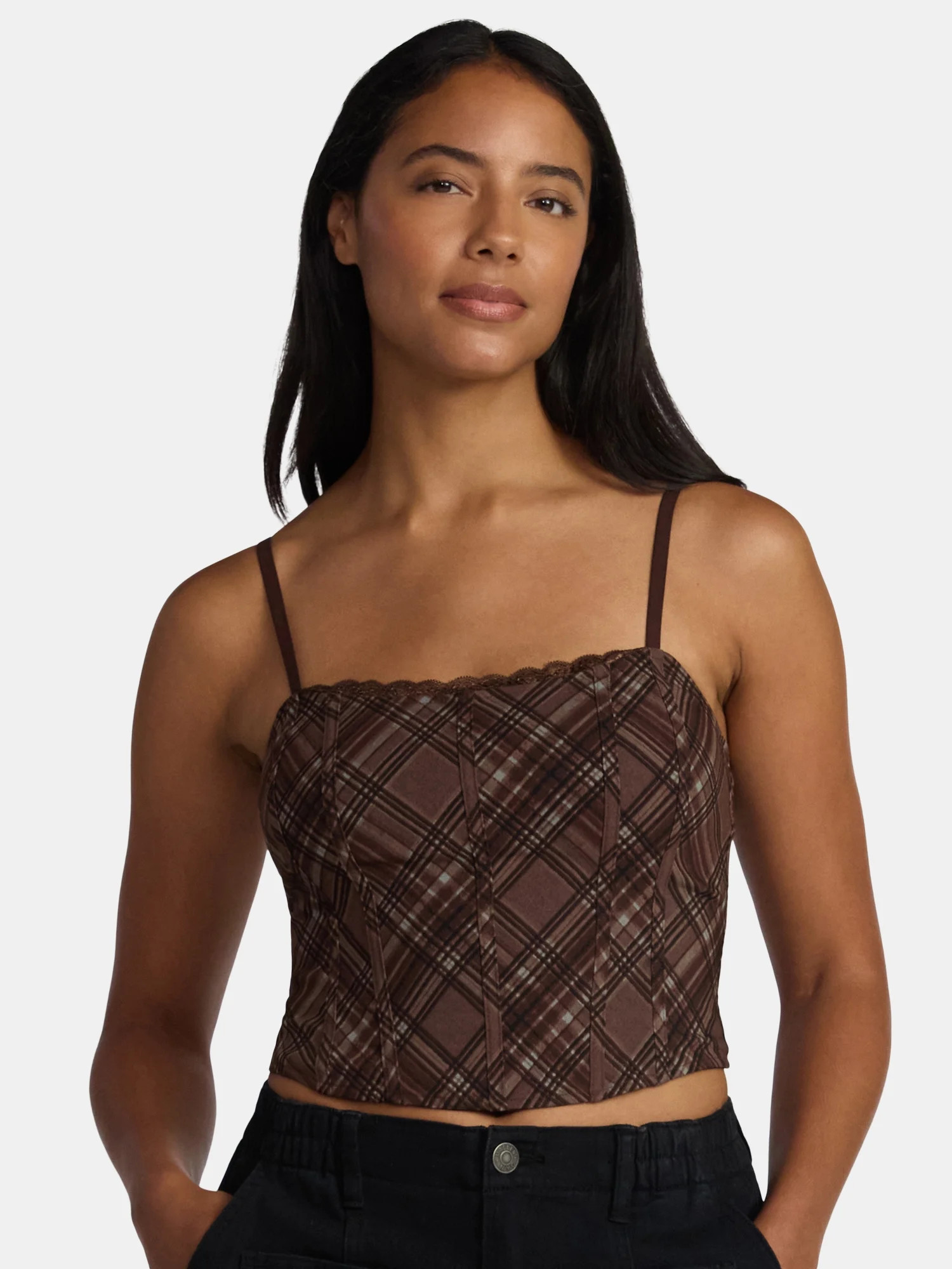 Madden NYC Women’s Plaid Corset Top, Sizes XXS-2XL | Walmart (US)