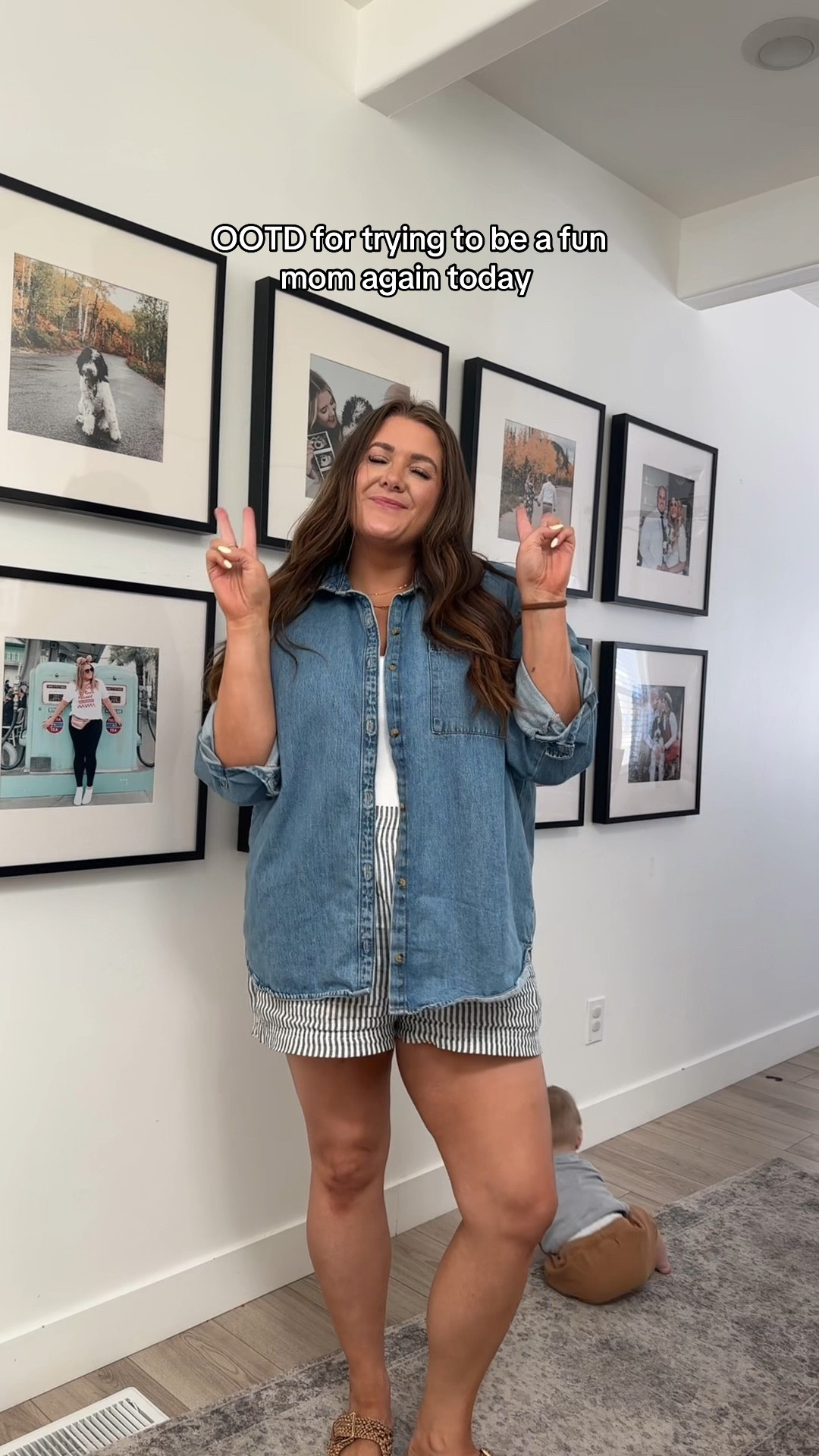 Denim: XL (very oversized!)
White top: XXL
Shorts: XL (if between sizes, size down)

#LTKPlusSize #LTKStyleTip #LTKMidsize