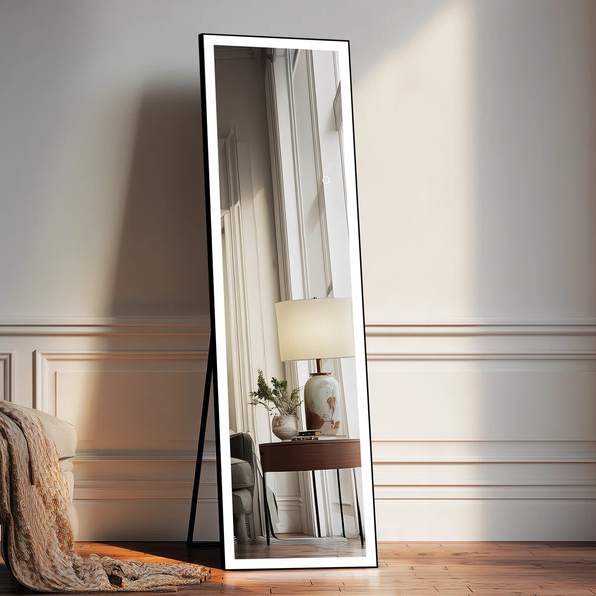 Framed Full-Length LED Mirror with Tempered Glass & Anti-Desilvering – Bright 3-Color Lighting,... | Wayfair North America