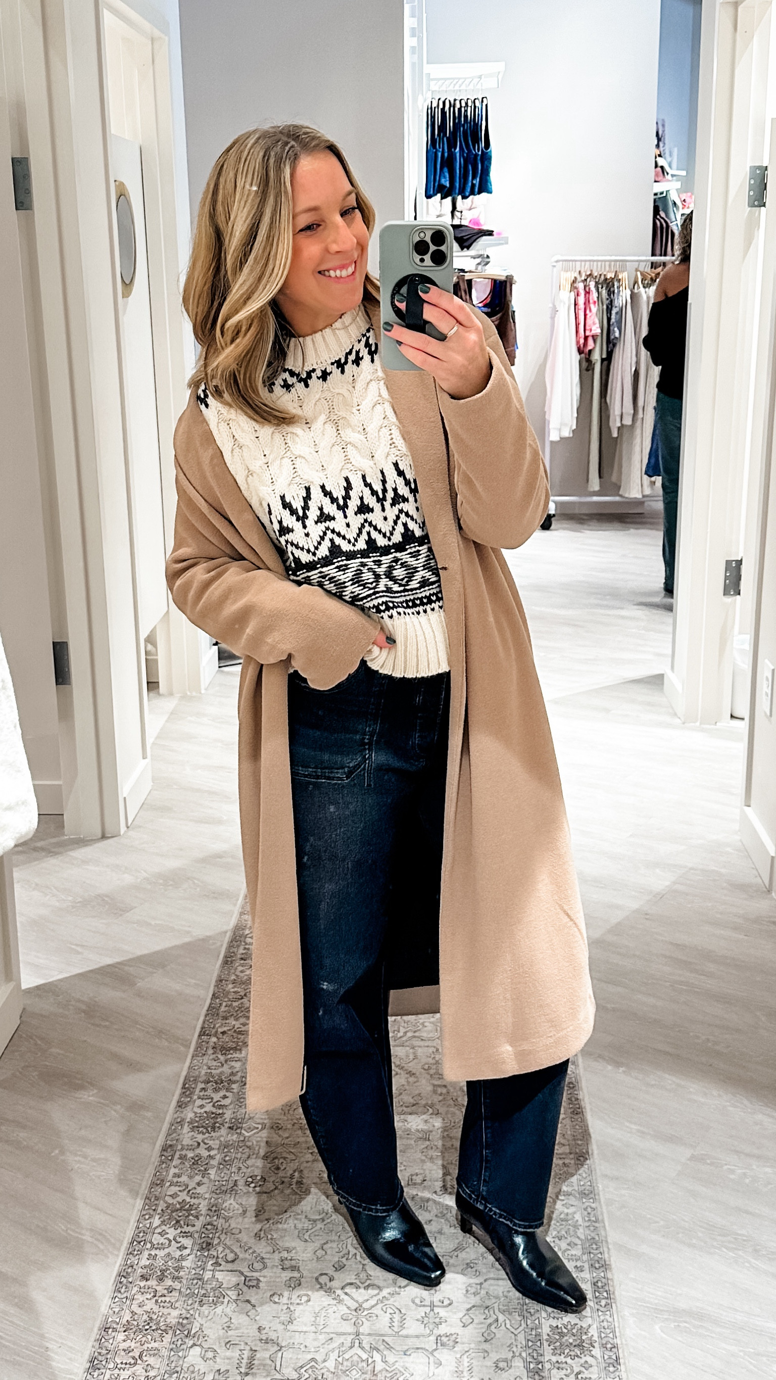 Medium sweater and coat but I need a small coat. It’s amazing tho! I’ve had my eye on this one for years! 29 jeans  

#LTKCyberWeek #LTKHoliday #LTKGiftGuide
