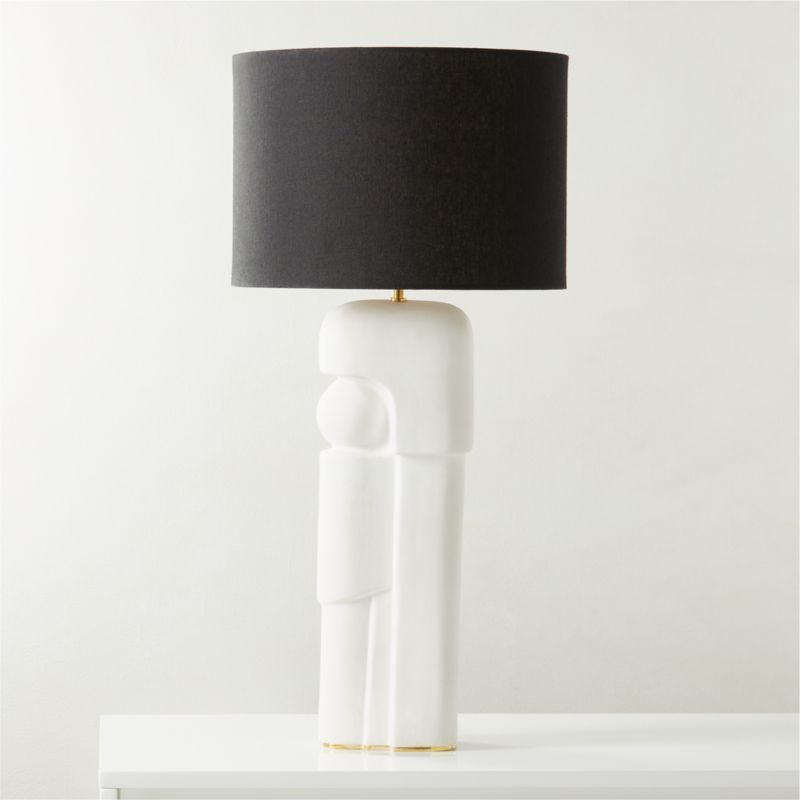 Octavio White Ceramic Modern Table Lamp with Black Shade | CB2 | CB2