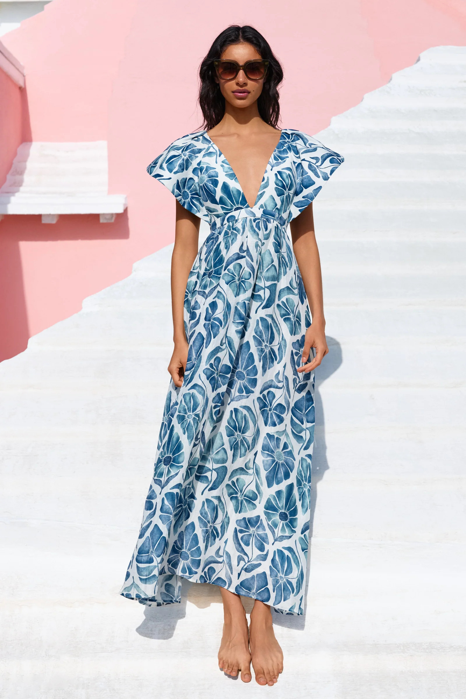 HELEN V-NECK FLUTTER DRESS | COUPER