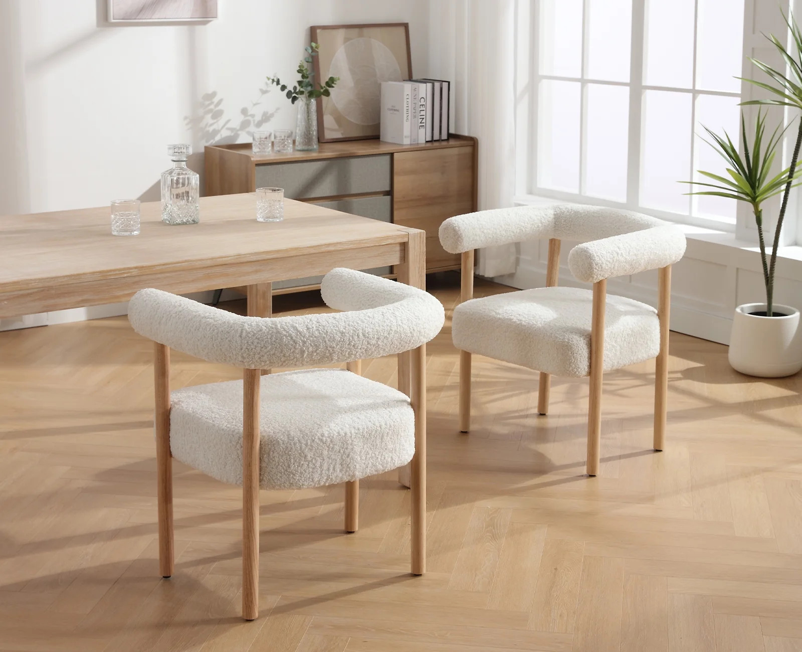 Guyou Modern Barrel Dining Chairs Set of 2, Mid-Century Farmhouse Kitchen Chairs with Curved Back... | Walmart (US)