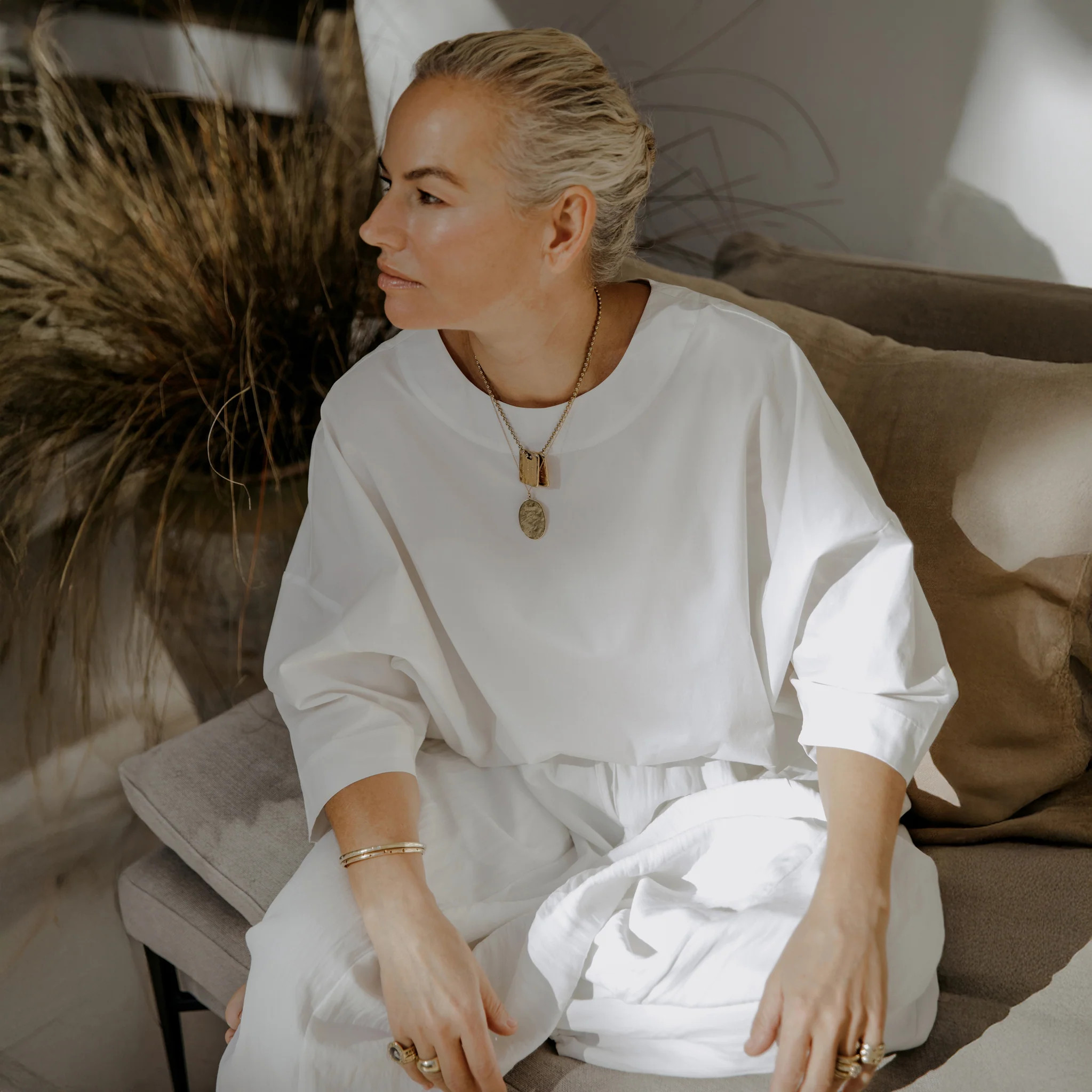 White Cotton Poplin Top | Albaray