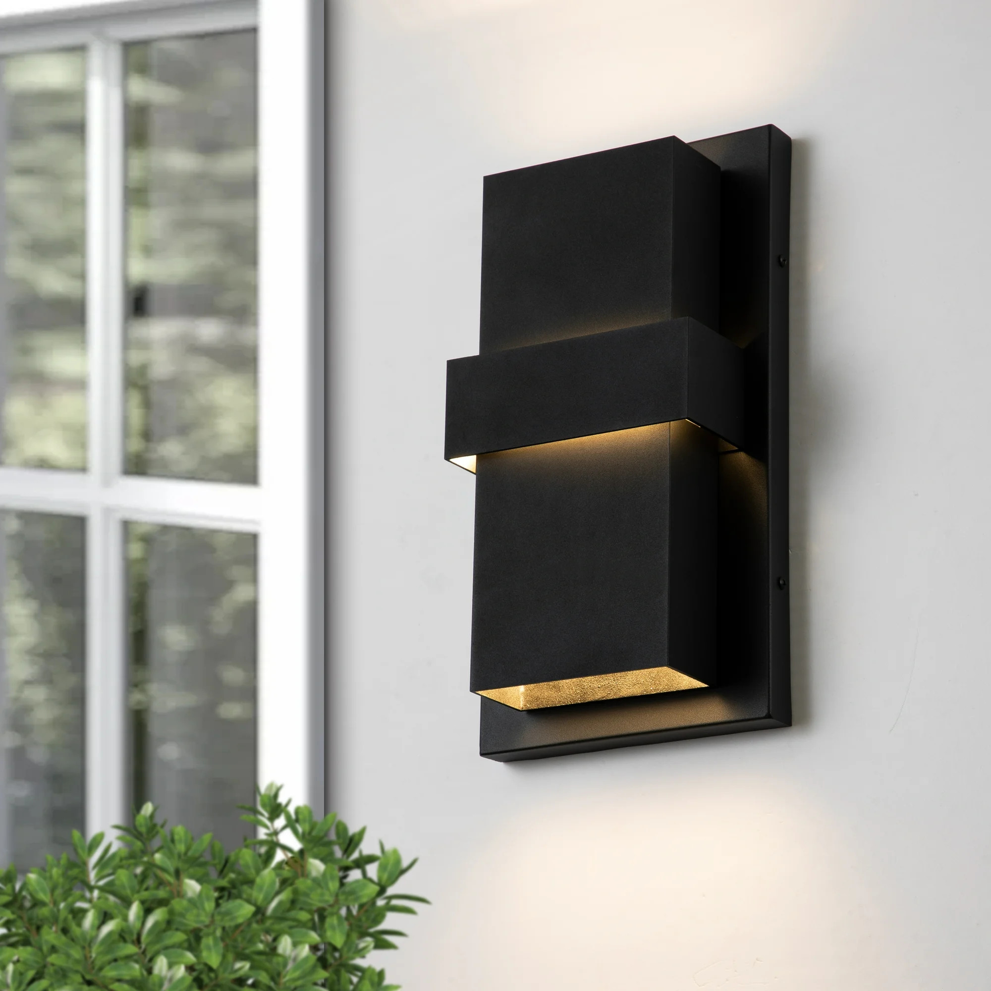 C Cattleya  2-Light Matte Black Aluminum LED Outdoor Wall Light - Walmart.com | Walmart (US)