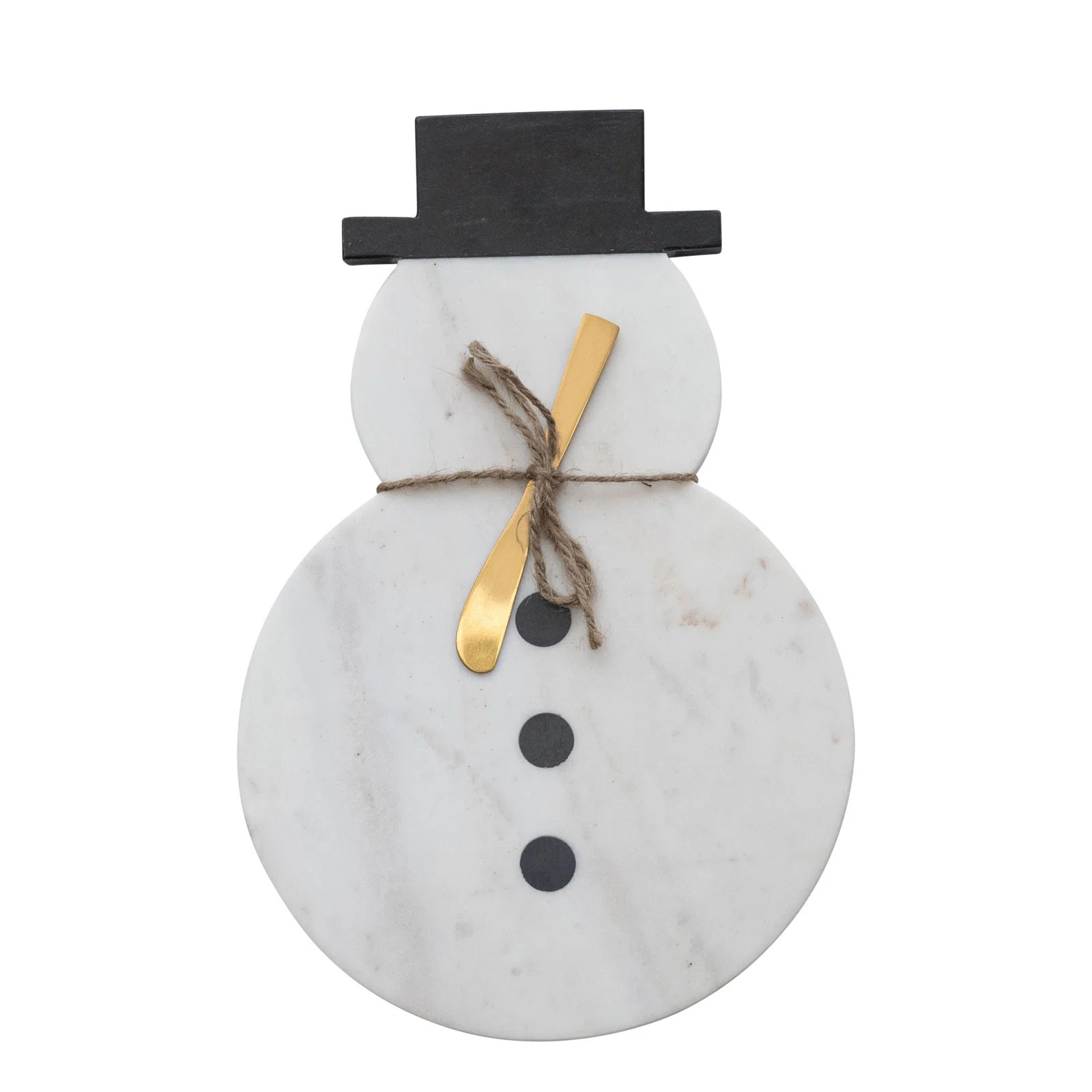 Marble Snowman Shaped Cheese And Cutting Board With Stainless Steel Canape Knife | AllModern
