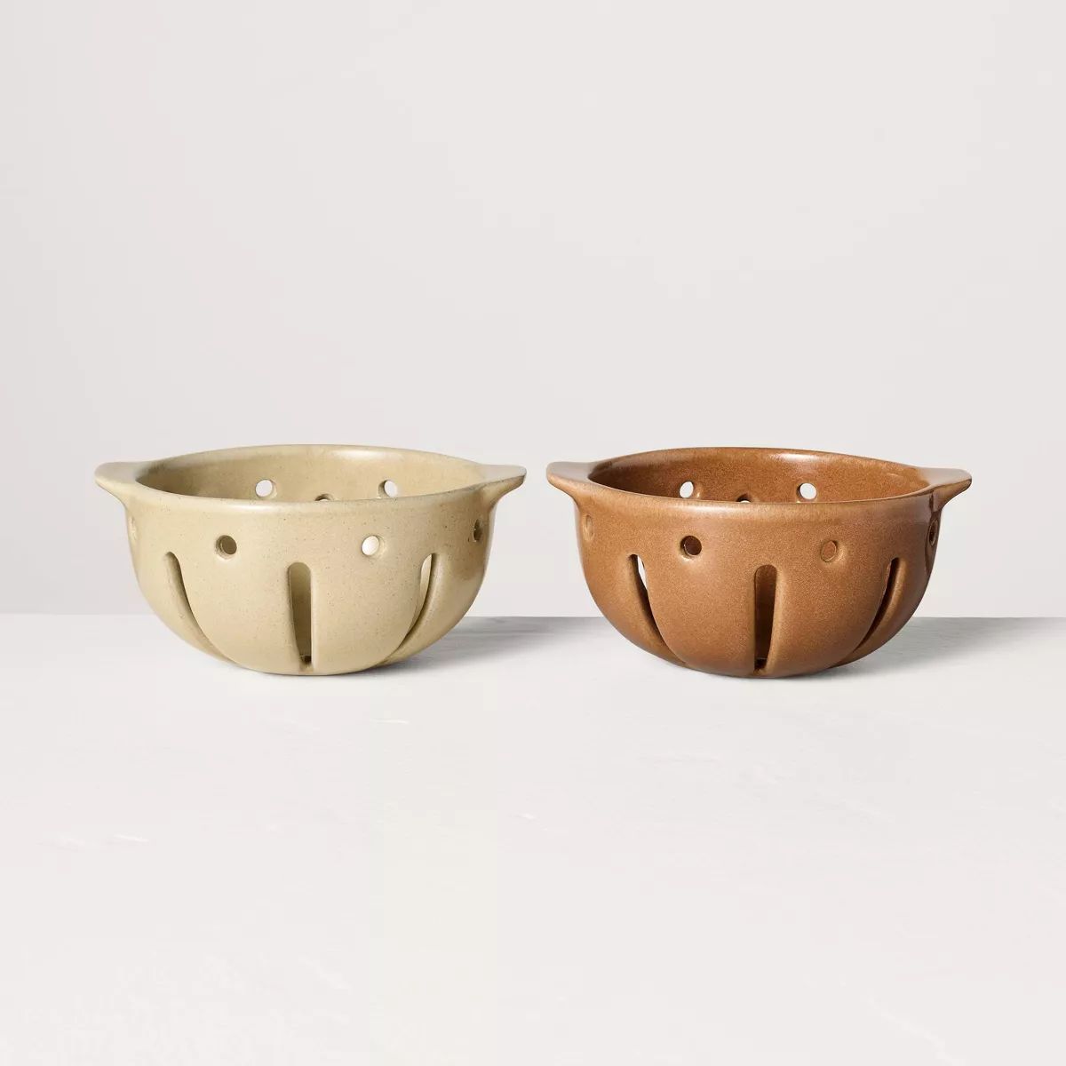 15oz Stoneware Berry Bowls Tan/Pumpkin Brown (Set of 2) - Hearth & Hand™ with Magnolia | Target