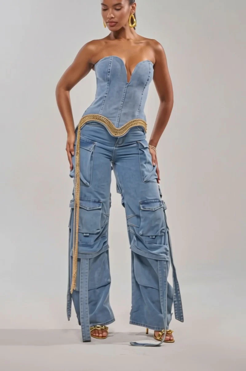 SHOW IT OFF DENIM CORSET | AKIRA