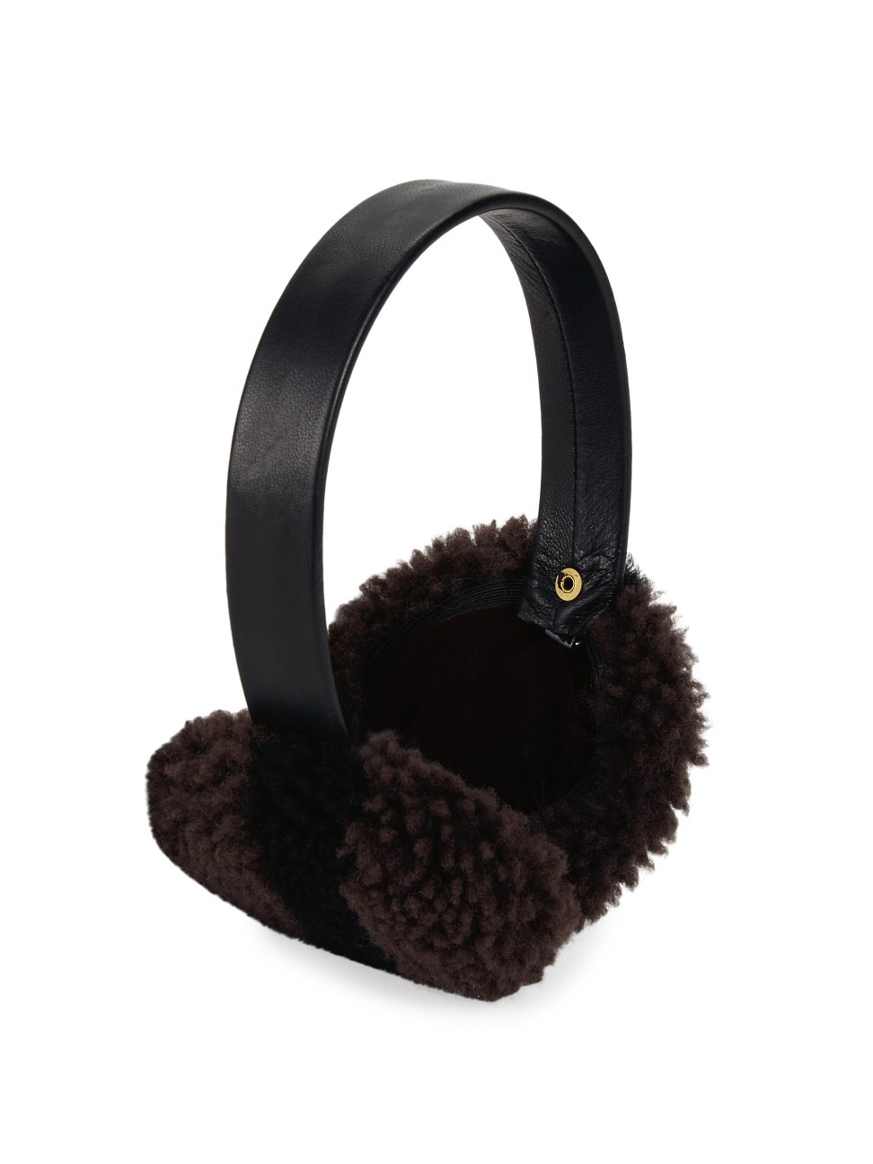 Women's Colorblock Shearling & Leather Earmuffs - Chocolate Black | Saks Fifth Avenue